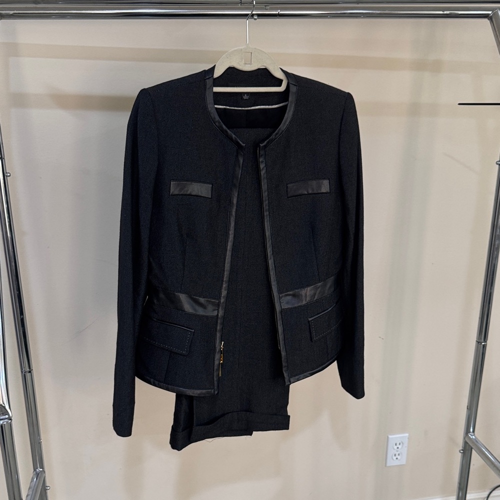 Anne Klein Black Blazer with Leather Accents